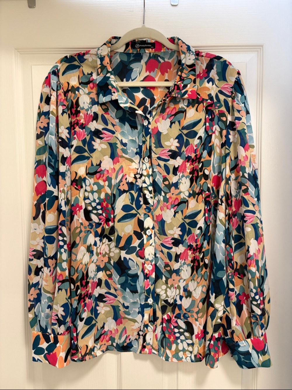 Multicolor Floral Button-Down Shirt - Women’s Collared Blouse